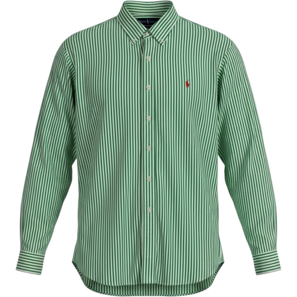 Polo Ralph Lauren Button Down Mens XXL Green White Striped Custom Fit Shirt